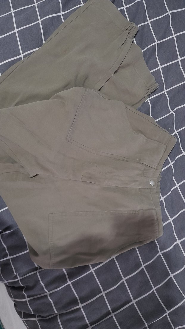 Yeşil Keten Rahat Kesim Midi Pantolon - Görsel 4