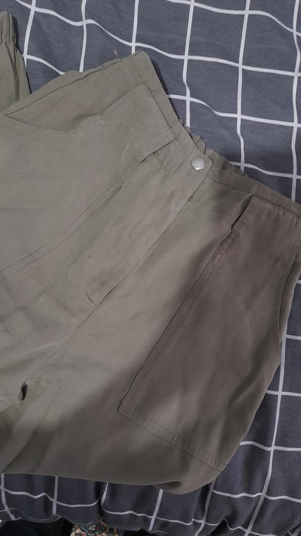 Yeşil Keten Rahat Kesim Midi Pantolon - Görsel 3