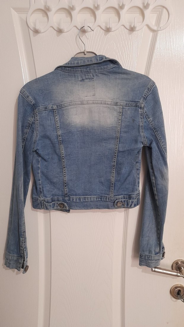 Düğmeli Mavi Kadın Denim Ceket - Görsel 2