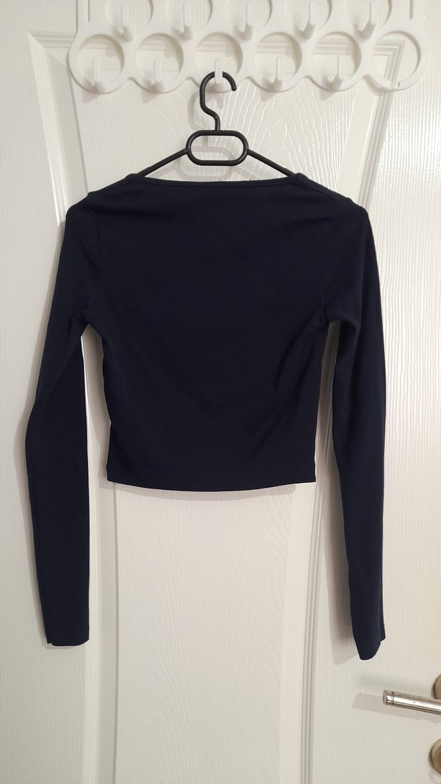 Uzun Kollu Lacivert Kadın Bluz - Görsel 2