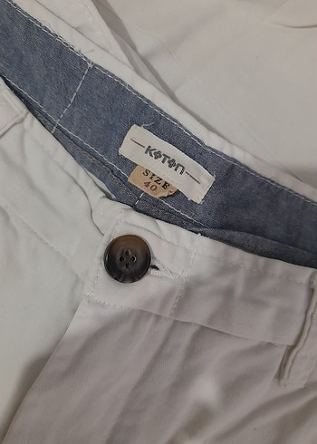 Düğmeli Beyaz Midi Erkek Şort - Görsel 5