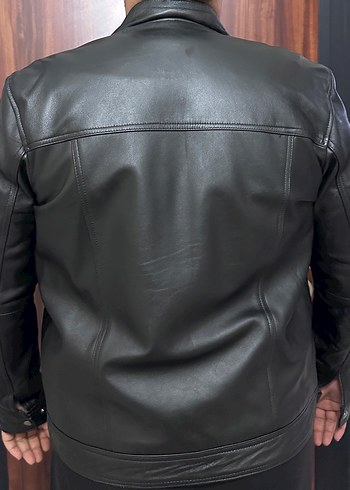 Erkek Siyah Deri Biker Ceket - Görsel 4