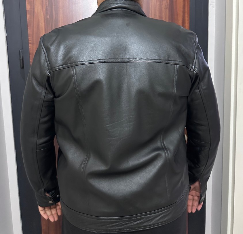 Erkek Siyah Deri Biker Ceket - Görsel 4