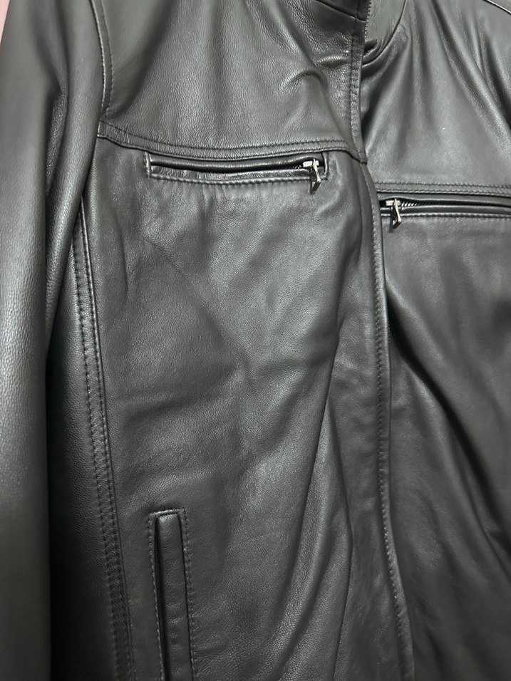 Erkek Siyah Deri Biker Ceket - Görsel 5