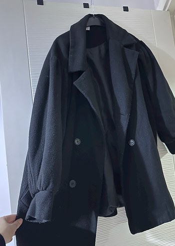 Siyah Oversize Midi Kadın Kaban - Görsel 5