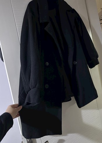 Siyah Oversize Midi Kadın Kaban - Görsel 4