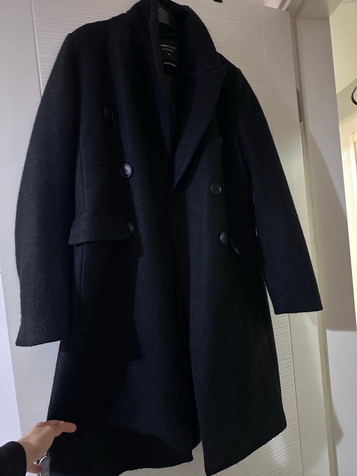 Siyah Çift Düğmeli Kaban - Görsel 4