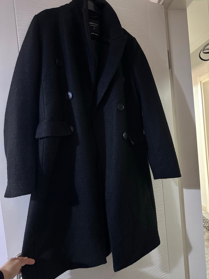 Siyah Çift Düğmeli Kaban - Görsel 5