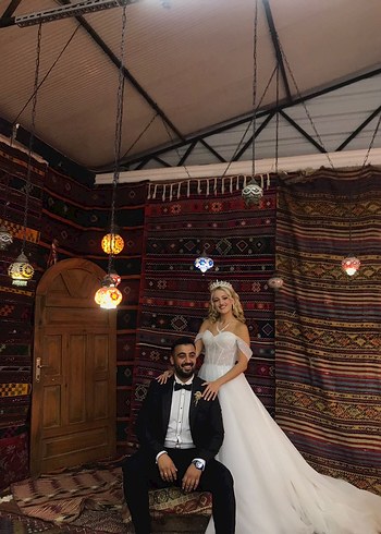 Straplez Helen Kesim Beyaz Gelinlik - Görsel 4