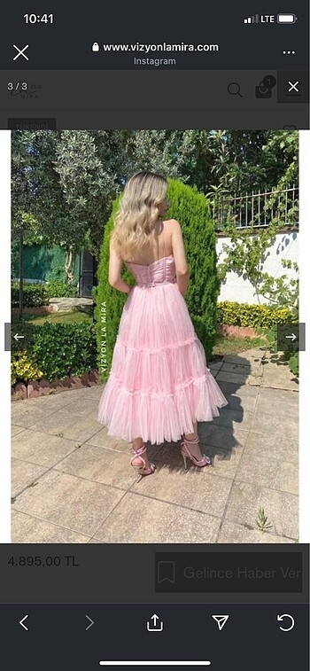 pudra tüllü abiye elbise - Görsel 3