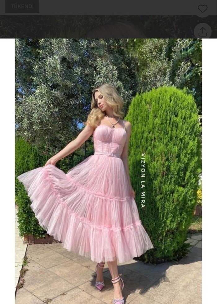 pudra tüllü abiye elbise - Görsel 2
