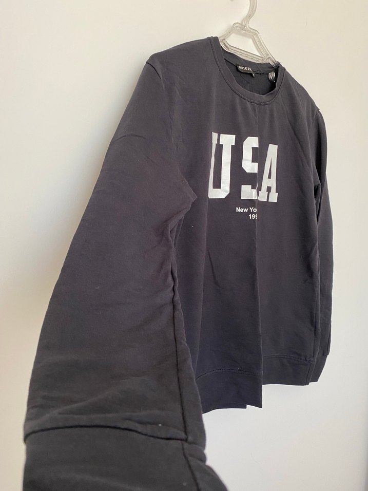 Gri Baskılı Kadın Sweatshirt - Görsel 3