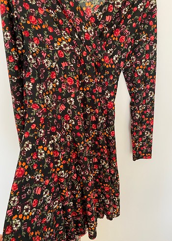 Çiçek Desenli V Yaka Bohem Midi Elbise - Görsel 3