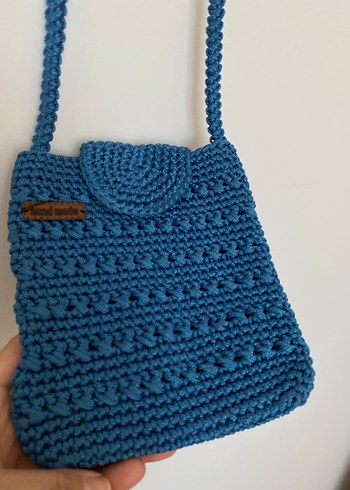 Mavi Örgü Kadın Çapraz Çanta - Görsel 2