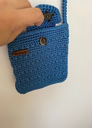 Mavi Örgü Kadın Çapraz Çanta - Görsel 3