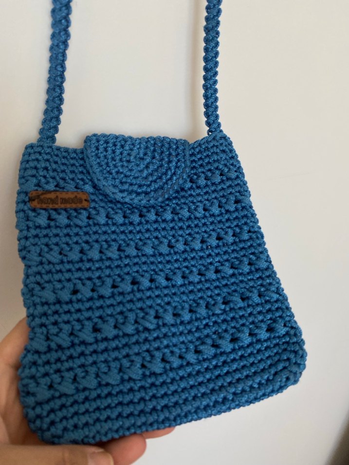 Mavi Örgü Kadın Çapraz Çanta - Görsel 2