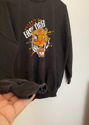 Siyah Baskılı Kadın Sweatshirt - Görsel 3