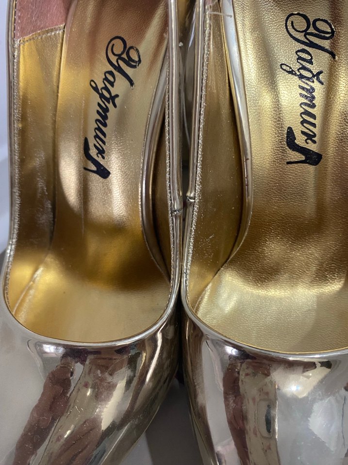 Altın Parlak Stiletto Topuklu Kadın Ayakkabı - Görsel 5