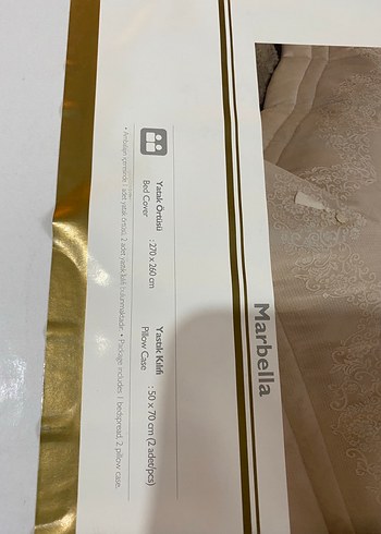 Nakışlı Bej yatak örtüsü takımı - Görsel 3