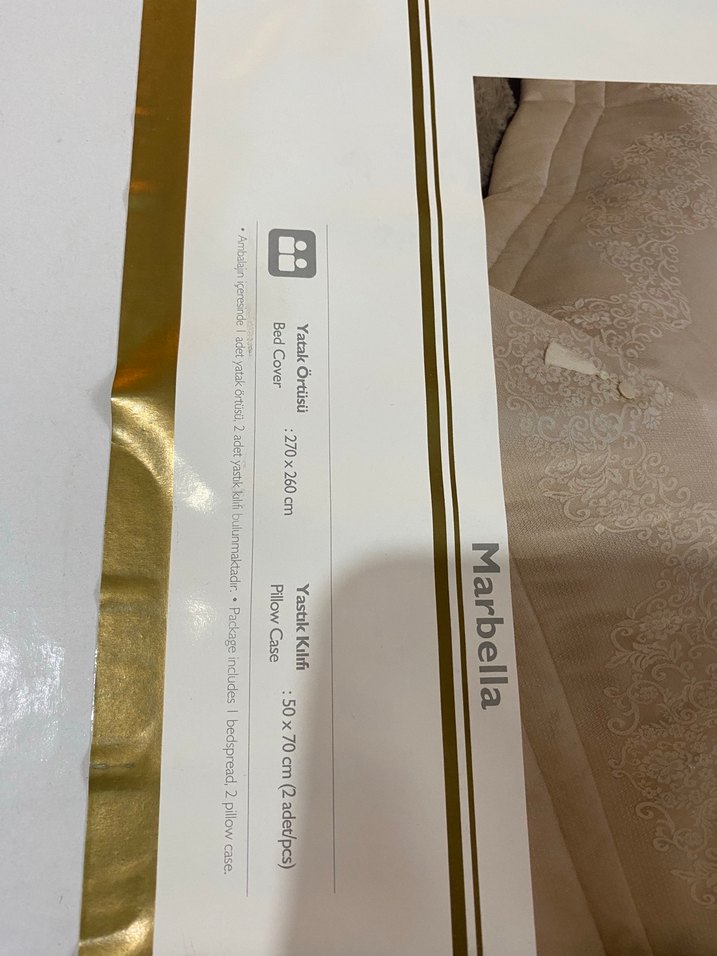 Nakışlı Bej yatak örtüsü takımı - Görsel 3