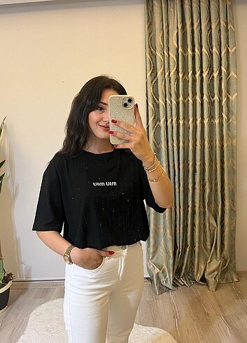 Miu Miu Miu Miu taşlı siyah t-shirt