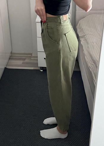 Zara Haki Pilili Bol Kesim Boyfriend Pantolon - Görsel 2