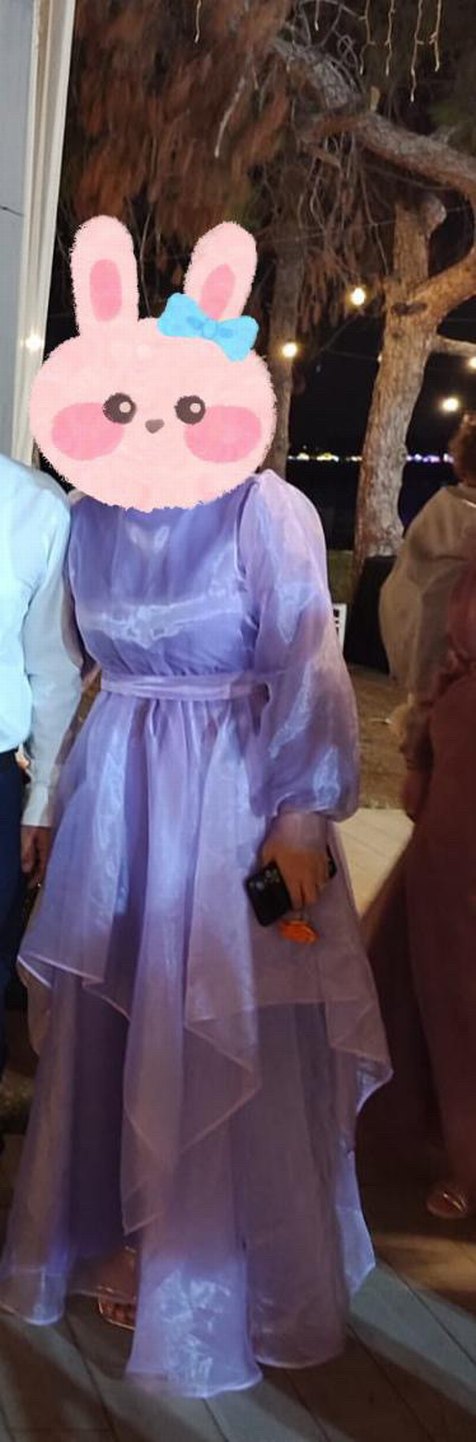 Uzun Mor Drape Detaylı Abiye Elbise+Mor Pastel Şal - Görsel 2