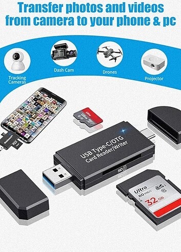 3.0 Micro SD Kart okuyucu USB C