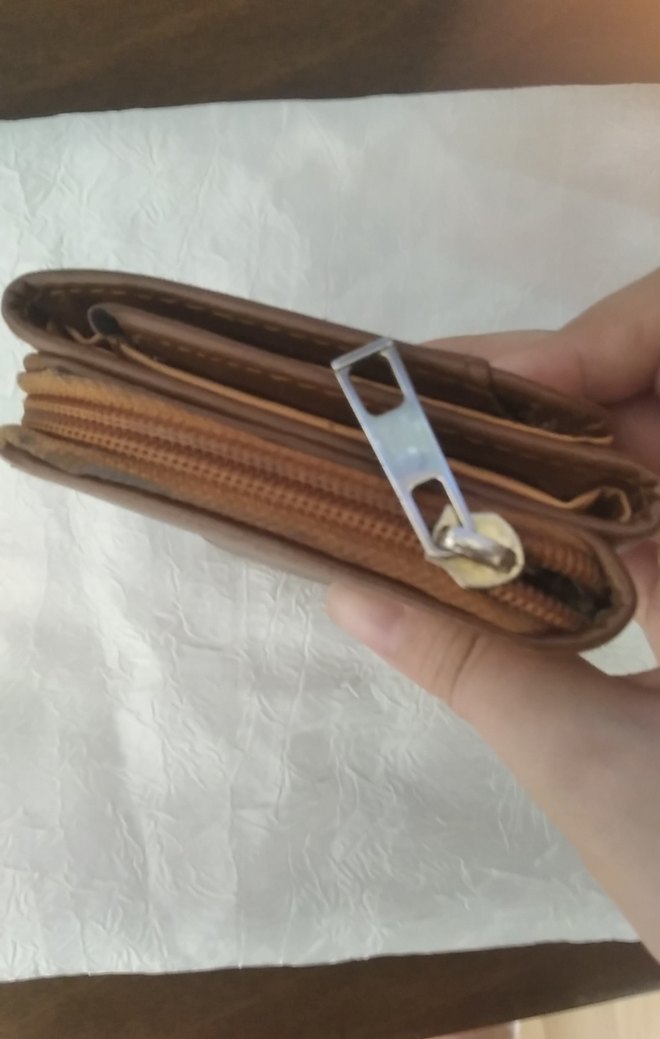 Bej Deri Kadın Portföy cüzdan - Görsel 4