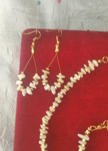 Beyaz Boncuklu Bohem Gelin Kolye Seti - Görsel 3