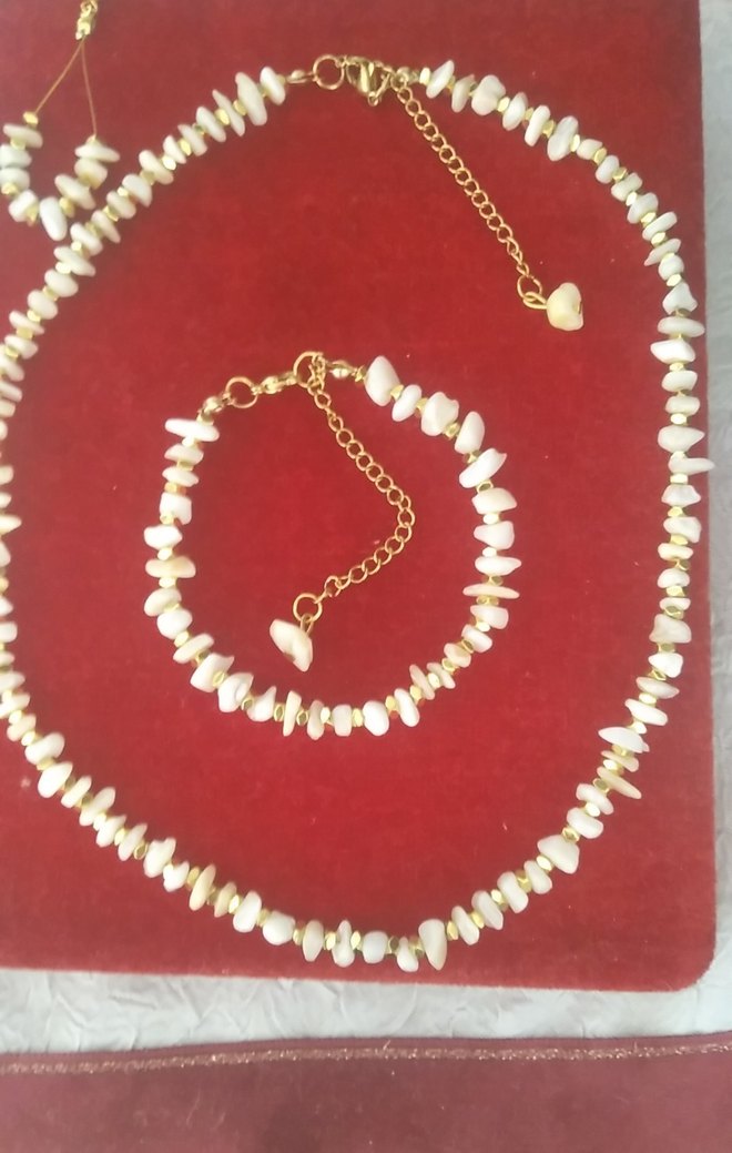 Beyaz Boncuklu Bohem Gelin Kolye Seti - Görsel 2