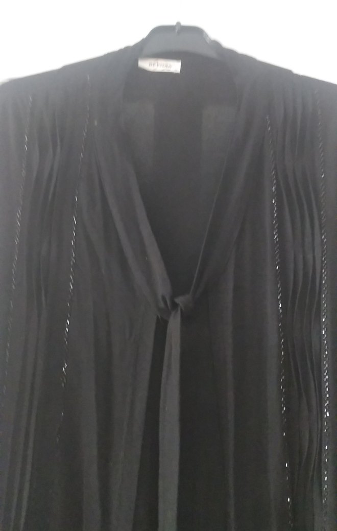 Uzun Siyah Kadın Gotik penye Hırka - Görsel 3