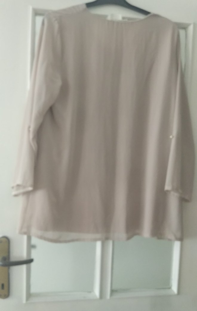 Bej Kadın Keten Salaş Bluz - Görsel 3