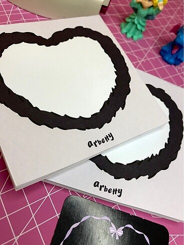 Beden Renk Mauve Heart MemoPad Not Defteri