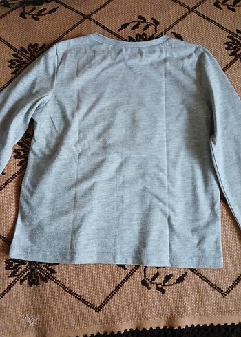 Gri Uzun Kollu Kız Tişörtü Unicorn Baskılı - Görsel 2