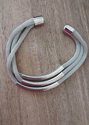 Gri Yılan Desenli Elastik Kadın Bileklik - Görsel 3