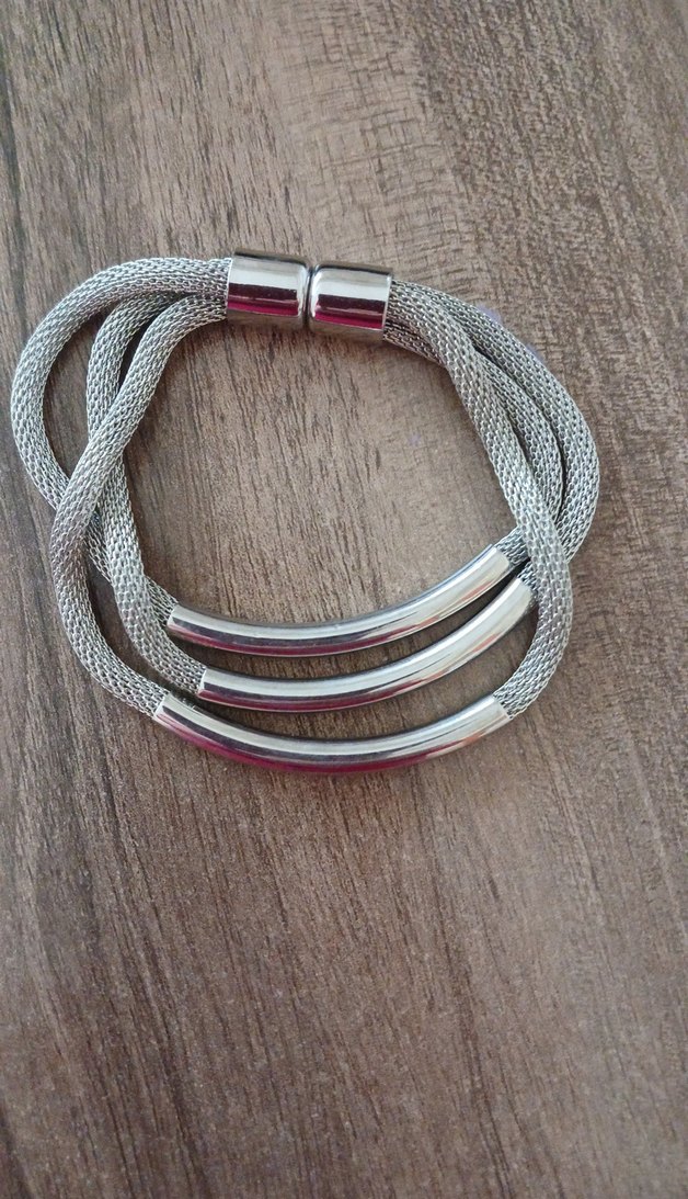 Gri Yılan Desenli Elastik Kadın Bileklik - Görsel 2