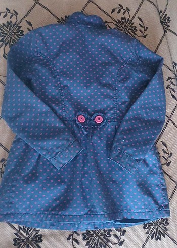 Kız Çocuk Mavi Puantiyeli Düğmeli Denim Ceket - Görsel 3