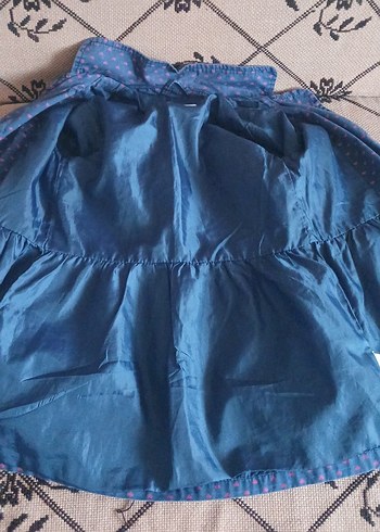 Kız Çocuk Mavi Puantiyeli Düğmeli Denim Ceket - Görsel 4