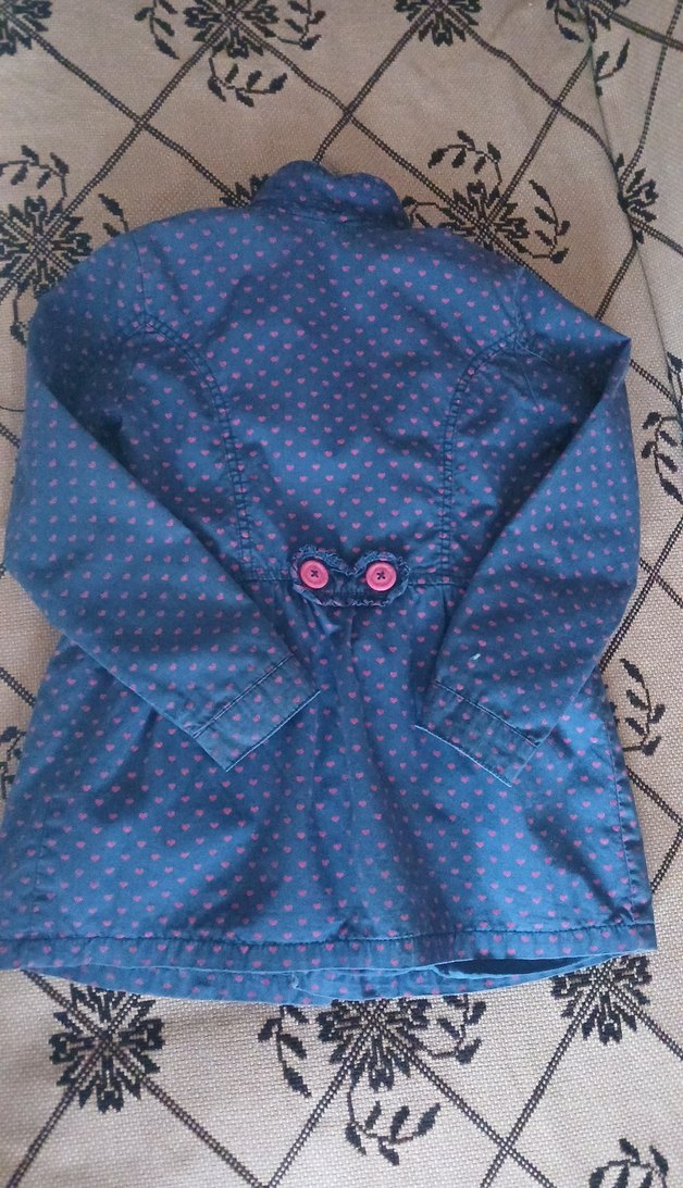 Kız Çocuk Mavi Puantiyeli Düğmeli Denim Ceket - Görsel 3