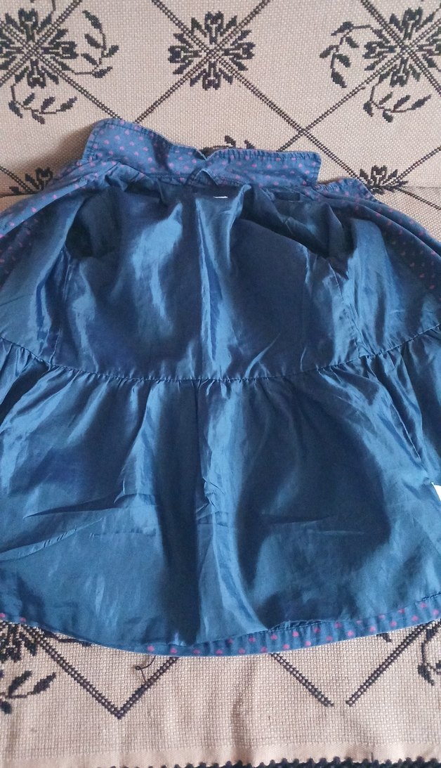 Kız Çocuk Mavi Puantiyeli Düğmeli Denim Ceket - Görsel 4