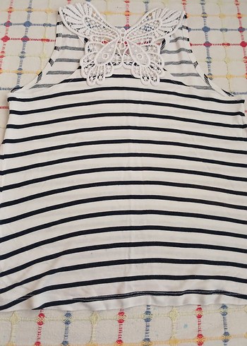 Kız Çocuk Siyah-Beyaz Çizgili Atlet - Görsel 2