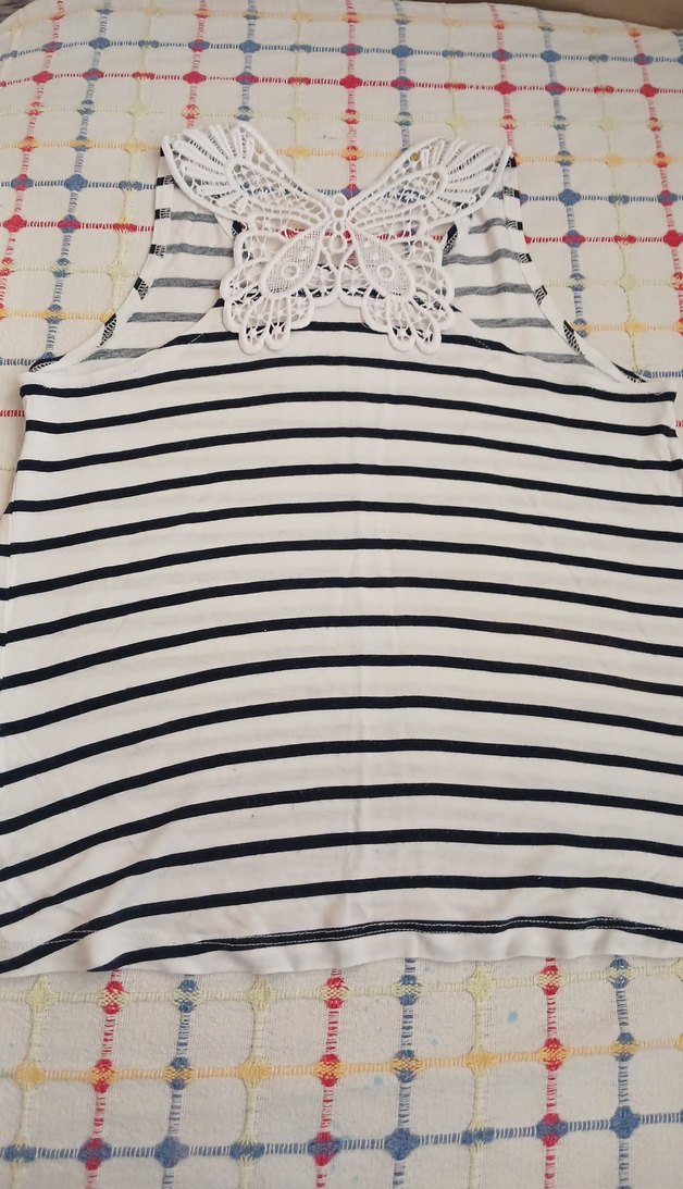 Kız Çocuk Siyah-Beyaz Çizgili Atlet - Görsel 2