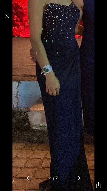 s Beden lacivert Renk Abiyefon gece elbisesi