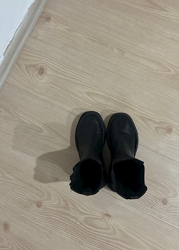 36 Beden Siyah Deri Platform Topuklu Goth Kadın Bot