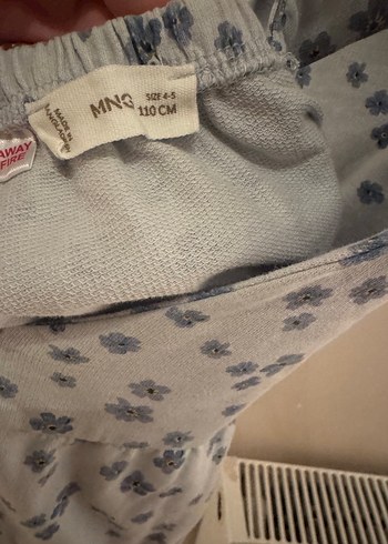Mango Kids MANGO Gri Çiçek Desenli Pamuklu Kız Elbisesi