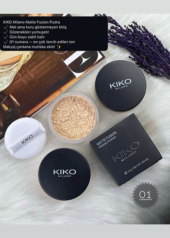 KIKO Milano Matte Fusion Pudra 01 Bej - Görsel 4