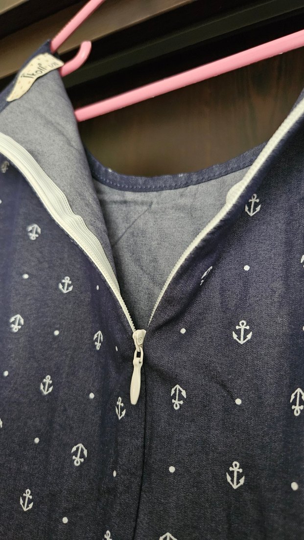 Gri-Beyaz Pilili Elbise - Görsel 5