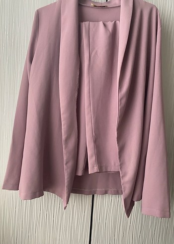 Lila üst alt takım blazer ve pantolon - Görsel 3
