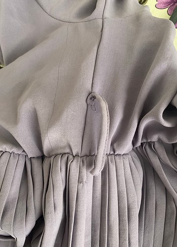 Kadın lila Pileli Uzun Kollu elbise görünümlü tulum - Görsel 5